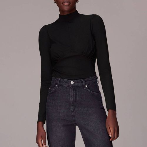 Black Gathered Roll Neck Top - WHISTLES - Modalova