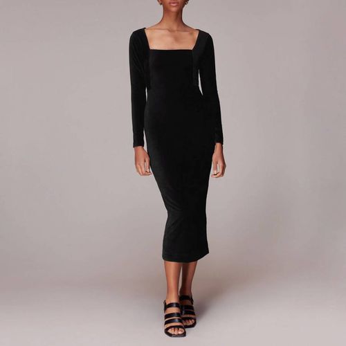 Black Jersey Velvet Midi Dress - WHISTLES - Modalova
