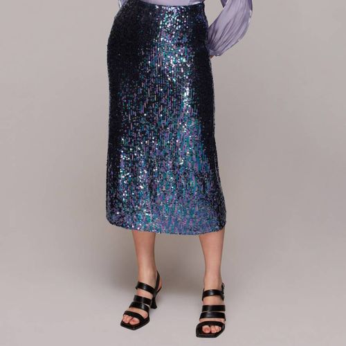 Blue Sally Sequin Straight Skirt - WHISTLES - Modalova