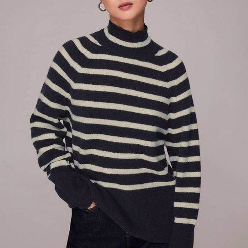 Navy Stripe Funnel Neck Jumper - WHISTLES - Modalova