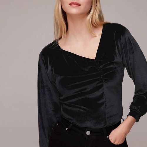 Black Asymmetric Neck Velvet Top - WHISTLES - Modalova