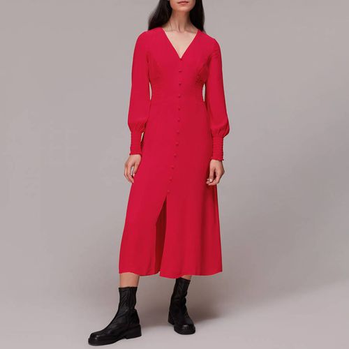 Pink Ilana Shirred Midi Dress - WHISTLES - Modalova