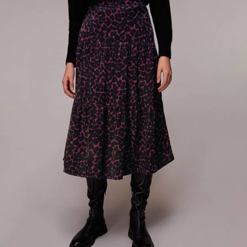 Black/Pink Smudge Animal Tiered Skirt - WHISTLES - Modalova