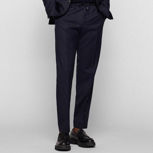 Dark Blue Banks Wool Trousers - BOSS - Modalova