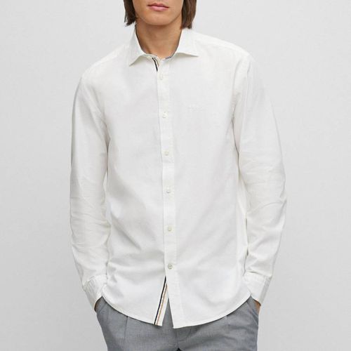 White Leo Cotton Shirt - BOSS - Modalova