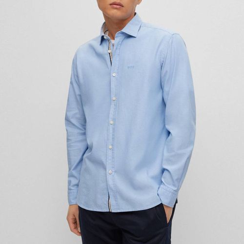 Blue Leo Cotton Shirt - BOSS - Modalova