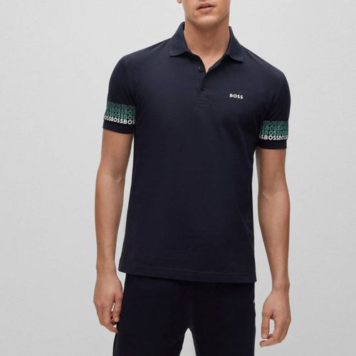 Dark Blue Paddy Cotton Polo Shirt - BOSS - Modalova