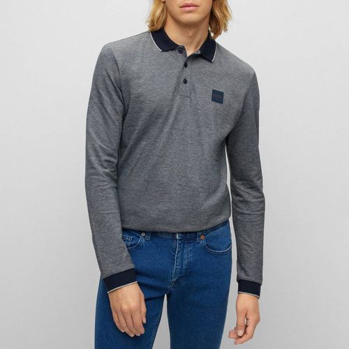 Dark Peoxfordlong Cotton Polo Shirt - BOSS - Modalova