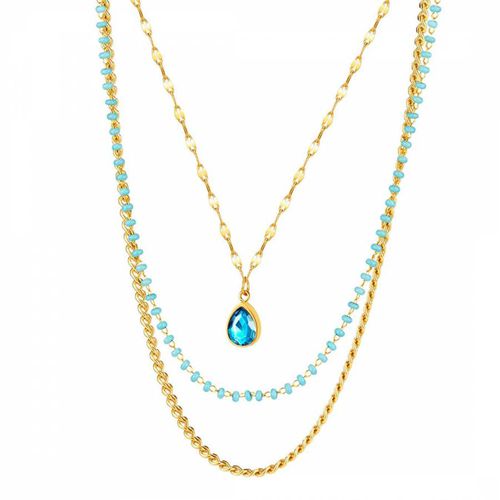 K Blue Layer Pear Drop Necklace - Liv Oliver - Modalova