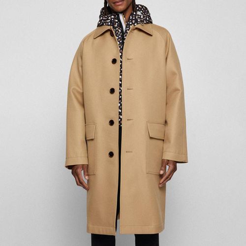 Brown Cam cotton Longline Coat - BOSS - Modalova