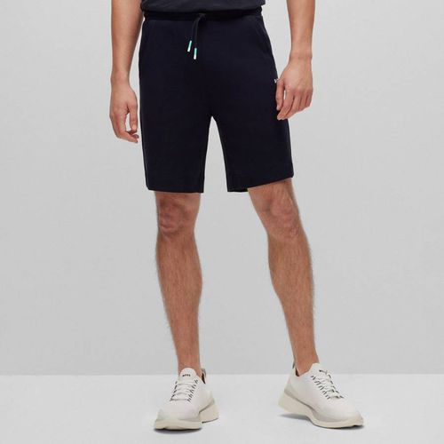 Navy Headlo Stretch Cotton Shorts - BOSS - Modalova