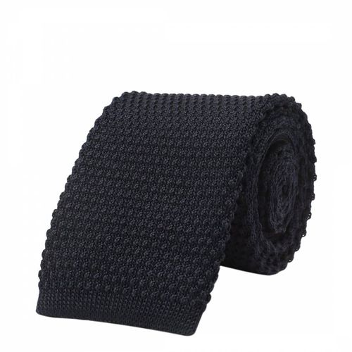 Navy Knitted Cotton Tie - BOSS - Modalova