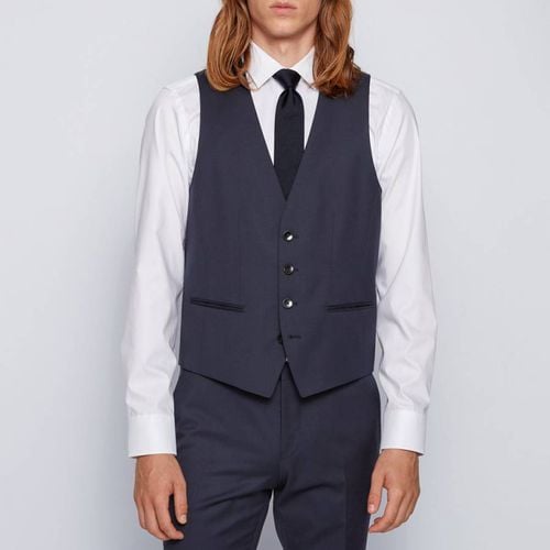 Dark Blue Wilson Wool Waistcoat - BOSS - Modalova