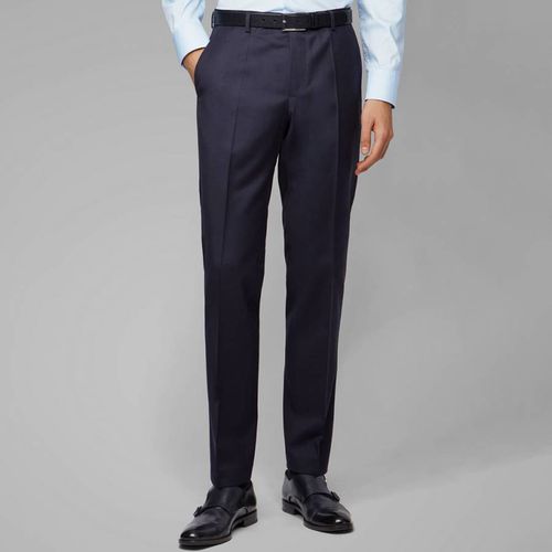 Dark Blue Lenon Wool Suit Trousers - BOSS - Modalova
