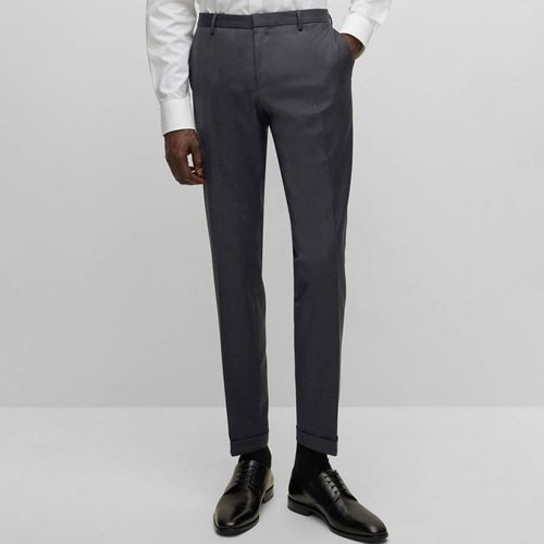 Dark Grey Wave Wool Suit Trousers - BOSS - Modalova