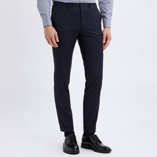 Dark Blue Wave Wool Suit Trousers - BOSS - Modalova
