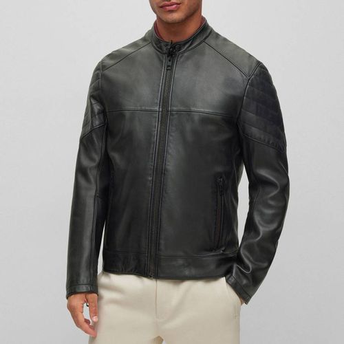 Black Joset Leather Jacket - BOSS - Modalova