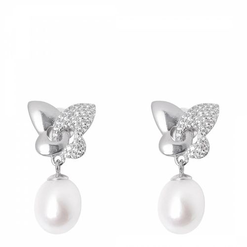 Silver and Butterfly Freshwater Pearl Earring - Mia Bellucci - Modalova