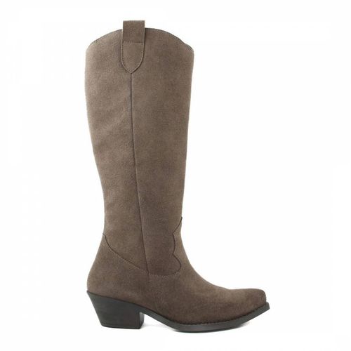 Brown Suede Western Boot - Bluetag - Modalova