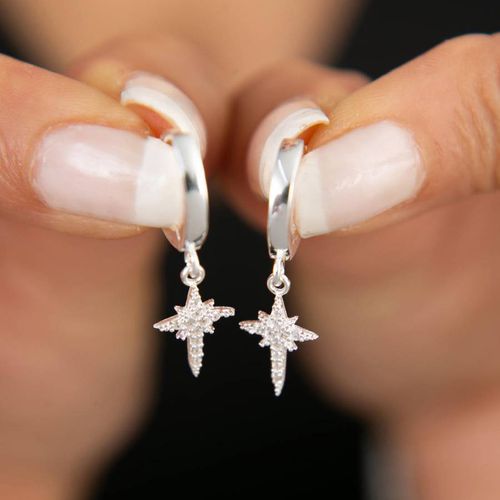 Silver Star Earrings - Elika - Modalova