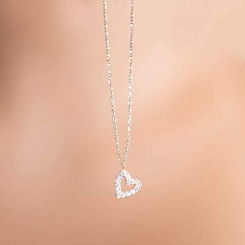 Silver Heart Necklace - Elika - Modalova