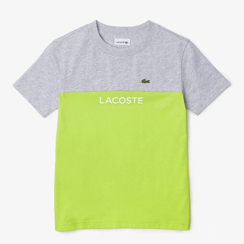 Kids Grey Colour Block Cotton Blend T-Shirt - Lacoste - Modalova