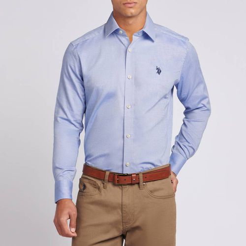 Indigo Textured Cotton Shirt - U.S. Polo Assn. - Modalova
