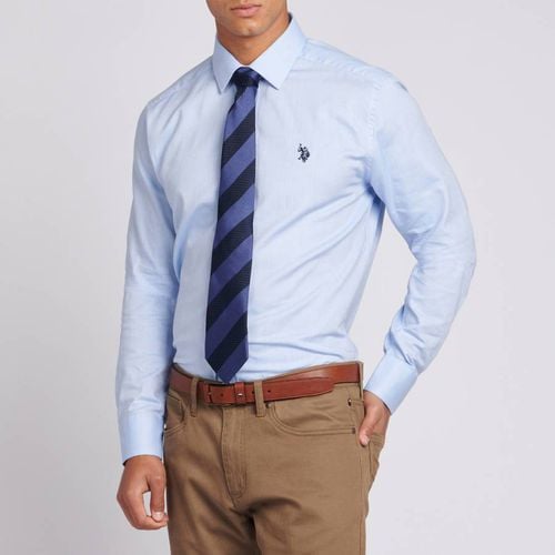 Blue Textured Cotton Shirt - U.S. Polo Assn. - Modalova