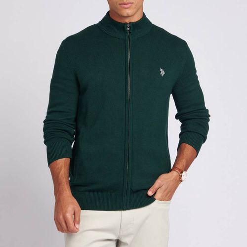 Green Full Zip Cotton Jumper - U.S. Polo Assn. - Modalova