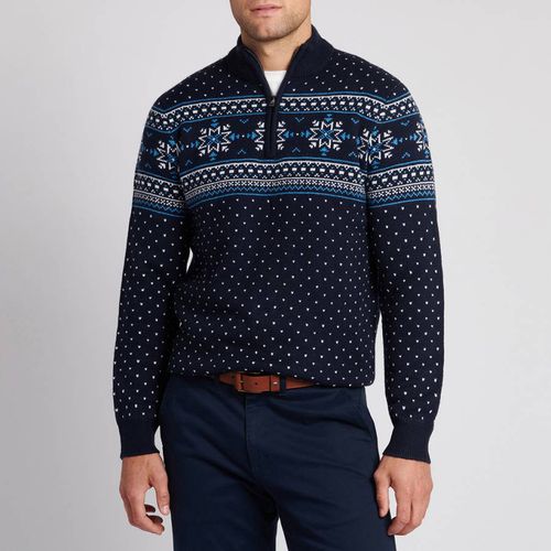 Navy Fairisle Half Zip Jumper - U.S. Polo Assn. - Modalova