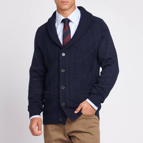 Navy Aran Cable Knit Cardigan - U.S. Polo Assn. - Modalova