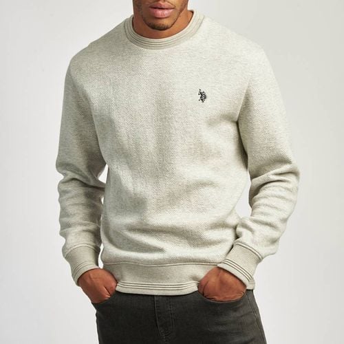 Grey Herringbone Cotton Sweatshirt - U.S. Polo Assn. - Modalova