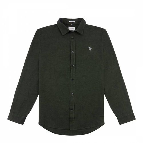 Dark Green Dobby Check Cotton Shirt - U.S. Polo Assn. - Modalova
