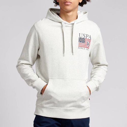 Grey Square Logo Cotton Hoodie - U.S. Polo Assn. - Modalova