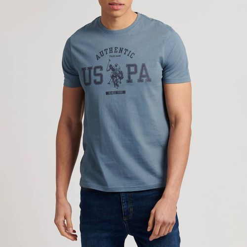 Blue Large Logo Cotton T-Shirt - U.S. Polo Assn. - Modalova