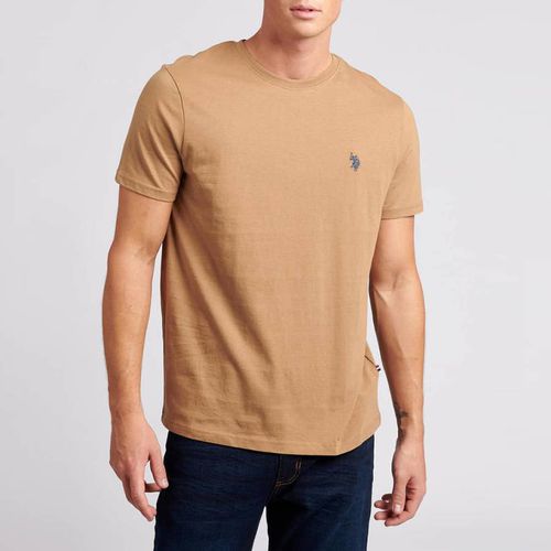 Camel Small Logo Cotton T-Shirt - U.S. Polo Assn. - Modalova