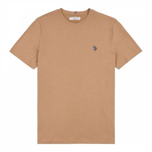 Tan Small Logo Cotton T-Shirt - U.S. Polo Assn. - Modalova