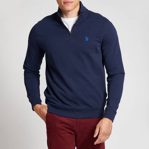 Navy Half Zip Cotton Sweatshirt - U.S. Polo Assn. - Modalova