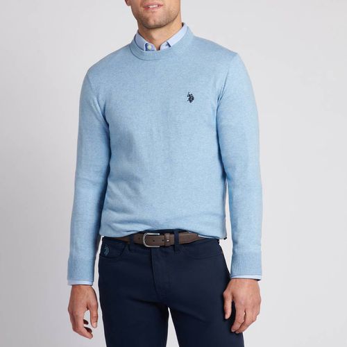 Light Blue Crew Neck Cotton Jumper - U.S. Polo Assn. - Modalova