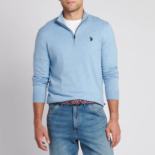 Blue Half Zip Cotton Blend Jumper - U.S. Polo Assn. - Modalova