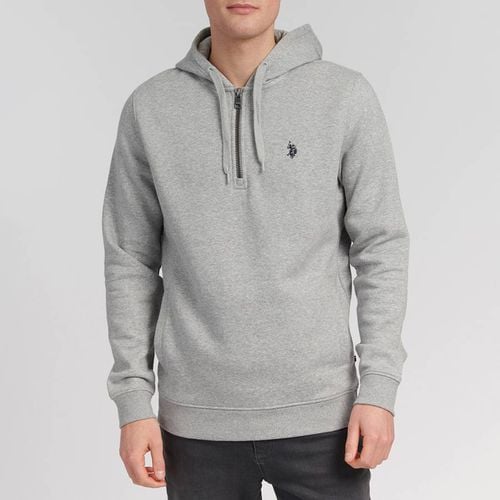 Grey Half Zip Cotton Blend Hoodie - U.S. Polo Assn. - Modalova