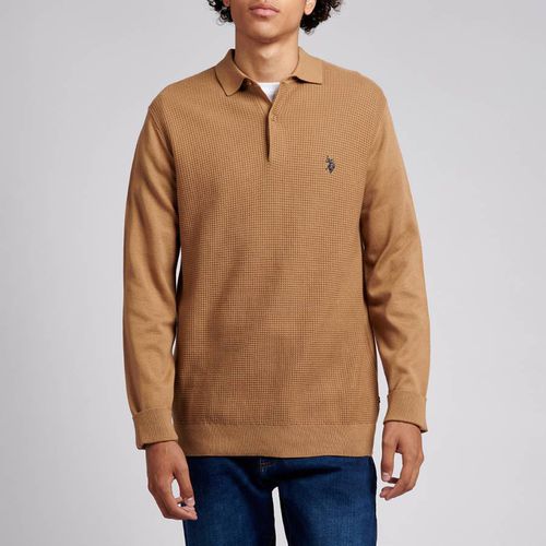 Tan Textured Cotton Polo Shirt - U.S. Polo Assn. - Modalova