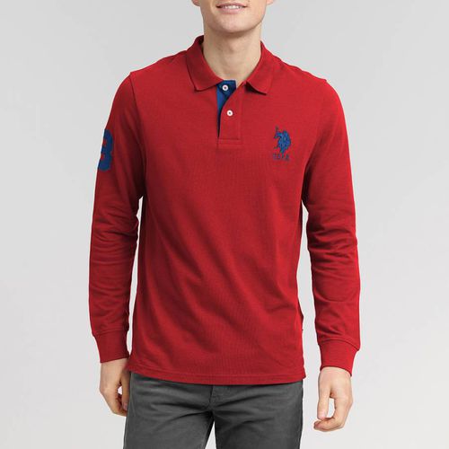 Red Long Sleeve Cotton Polo Shirt - U.S. Polo Assn. - Modalova