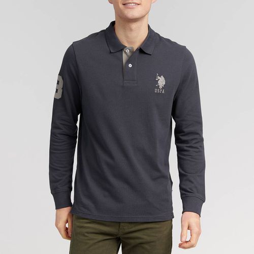 Charcoal Long Sleeve Cotton Polo Shirt - U.S. Polo Assn. - Modalova