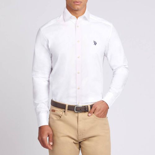 White Plain Cotton Poplin Shirt - U.S. Polo Assn. - Modalova