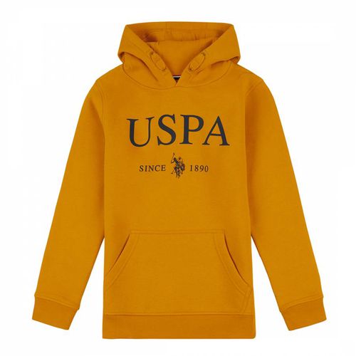 Younger Boy's Mustard Large Logo Cotton Hoodie - U.S. Polo Assn. - Modalova
