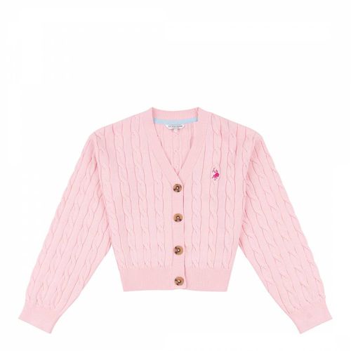 Teen Girl's Pale Cable Knit Cotton Cardigan - U.S. Polo Assn. - Modalova