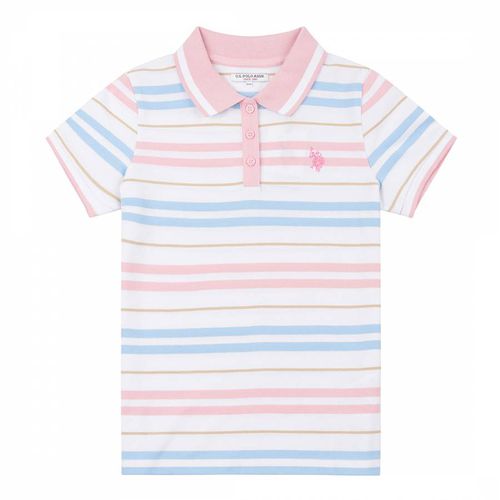 Teen Girl's White Striped Cotton Polo Shirt - U.S. Polo Assn. - Modalova