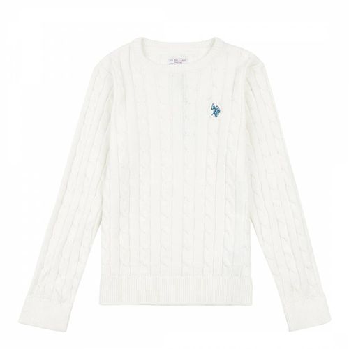 Younger Boy's White Cable Knit cotton Jumper - U.S. Polo Assn. - Modalova