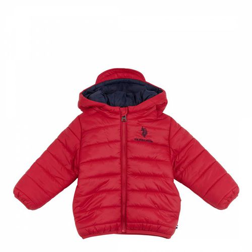 Boy's Red Hooded Quilted Jacket - U.S. Polo Assn. - Modalova